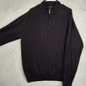 FootJoy Mens Large Sweater Pullover Black Wool Blend Lined Golf Quarter Zip EUC